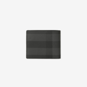 Vi Burberry Check Slim Bifold Wallet 'Charcoal' 80702061