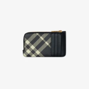Vi Burberry Check Zip Card Case 'Black' 80951191