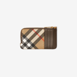 Vi Burberry Check Zip Card Case 'Sand' 80942781