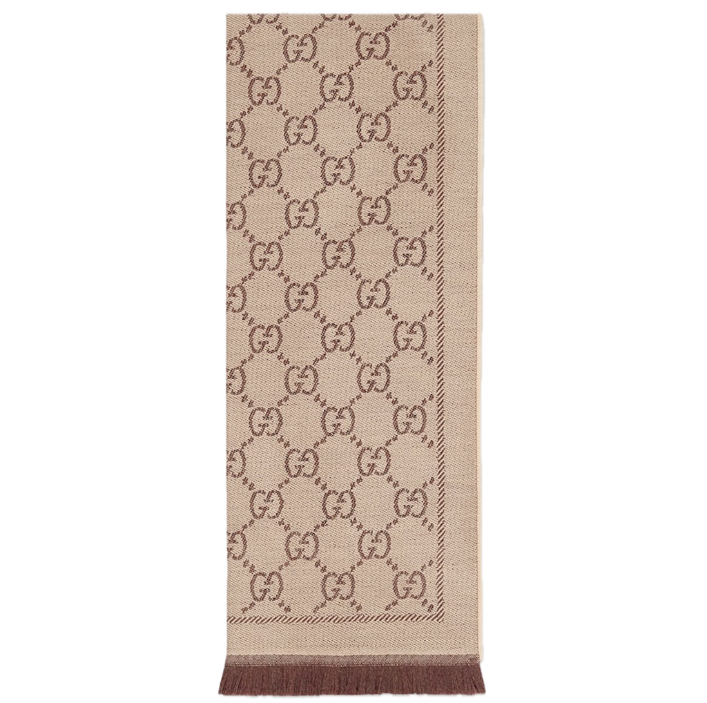 Khan Gucci GG Jacquard Knitted Scarf 'Brown' 133483-3G200-2764