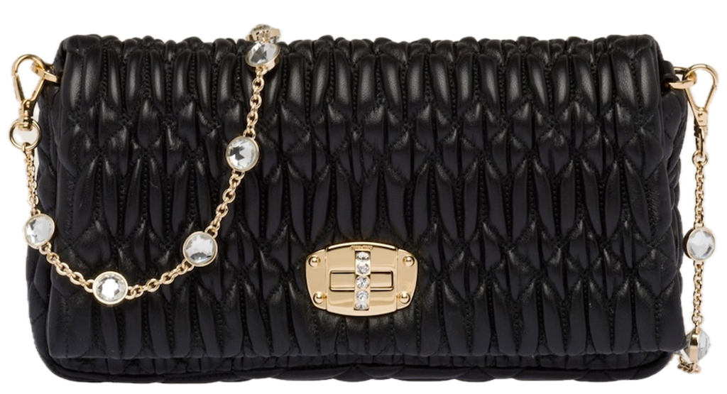 Tui Miu Miu Crystal Cloque Bag 'Black' 5BD417-FVJ-F0002-V-COG