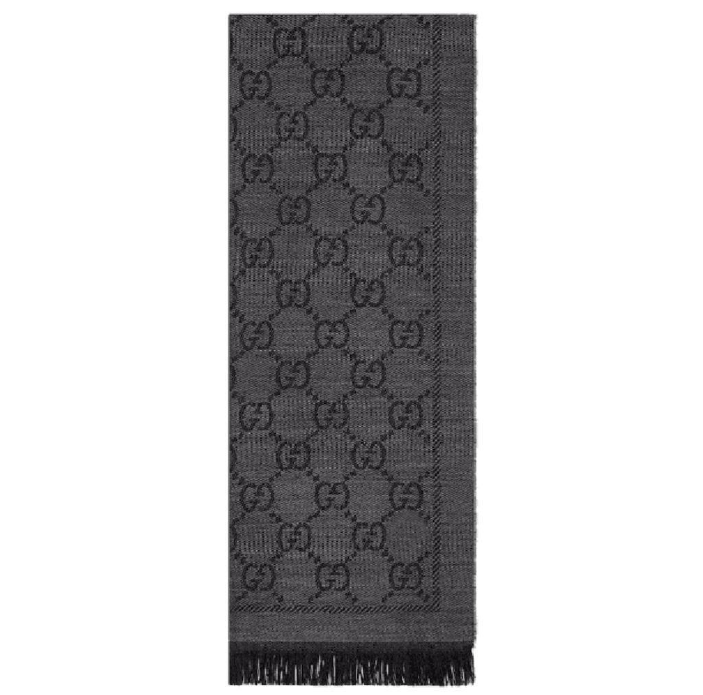 Khan ‎Gucci GG Jacquard Pattern Knitted Scarf 'Grey' 133483-3G200-1160