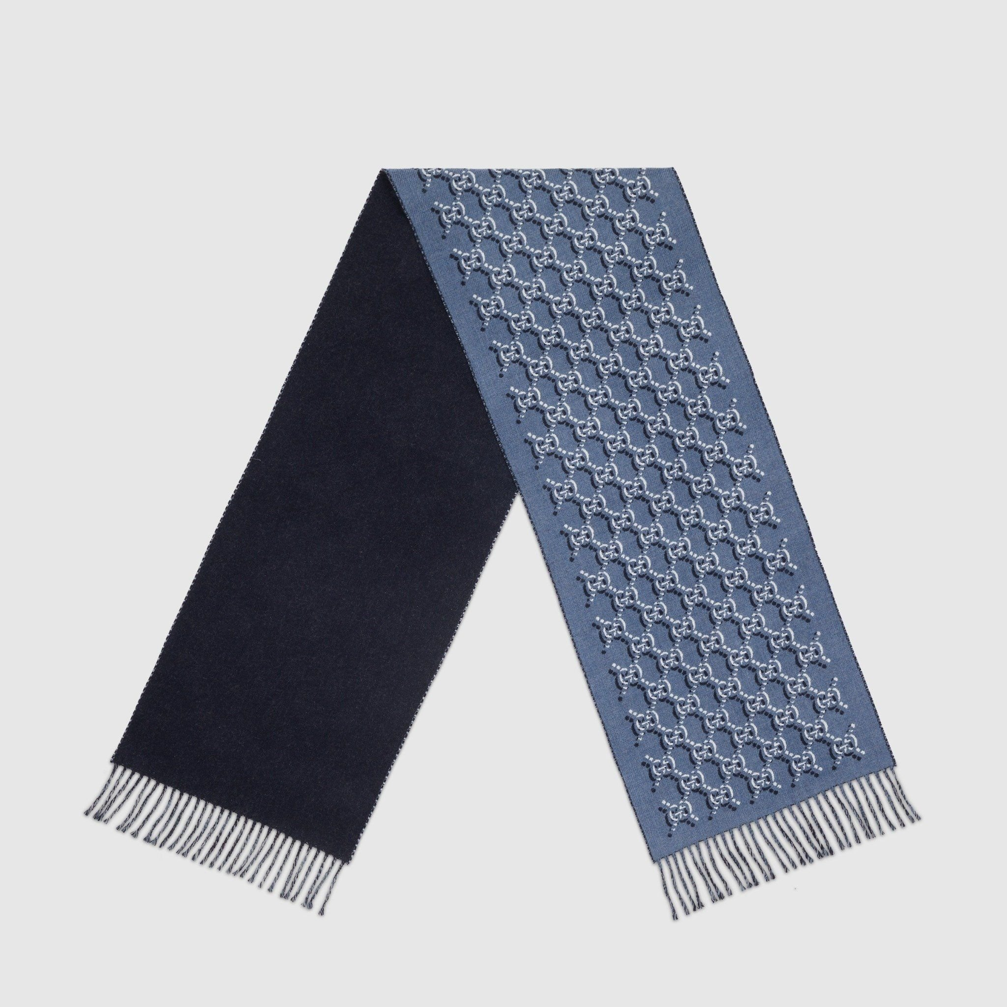 Khan Gucci Wool Scarf GG Shadow 'Blue' 809825-4G200-4468