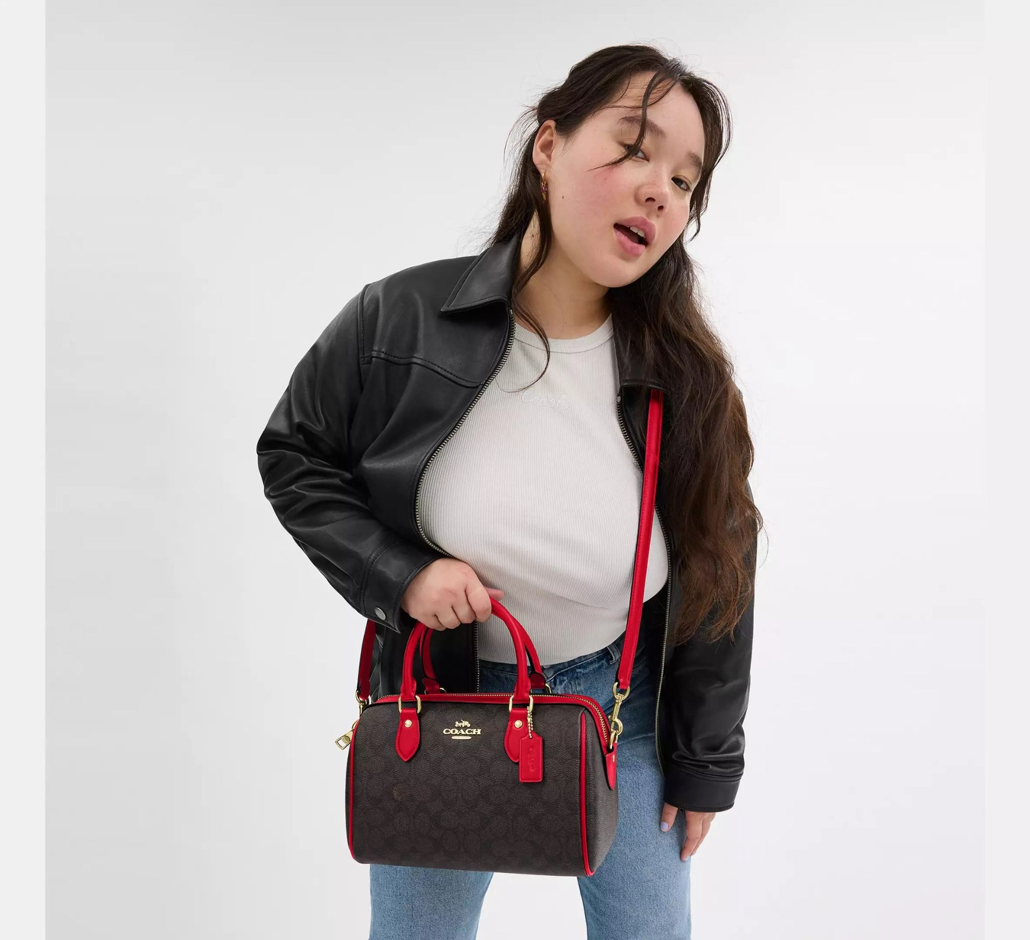 Alternative view of Túi Coach Rowan Satchel Bag 'Bold Red' CV961-IMXD0