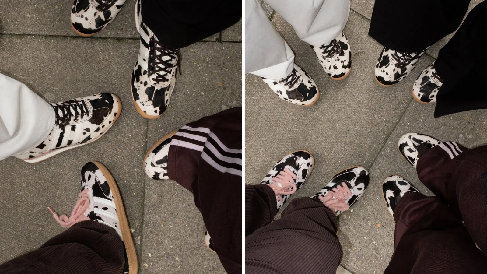 Hinh anh 3: Giay ASOS x adidas Samba 'Cow Print' voi hoa tiet bo sua va chi tiet hong pastel