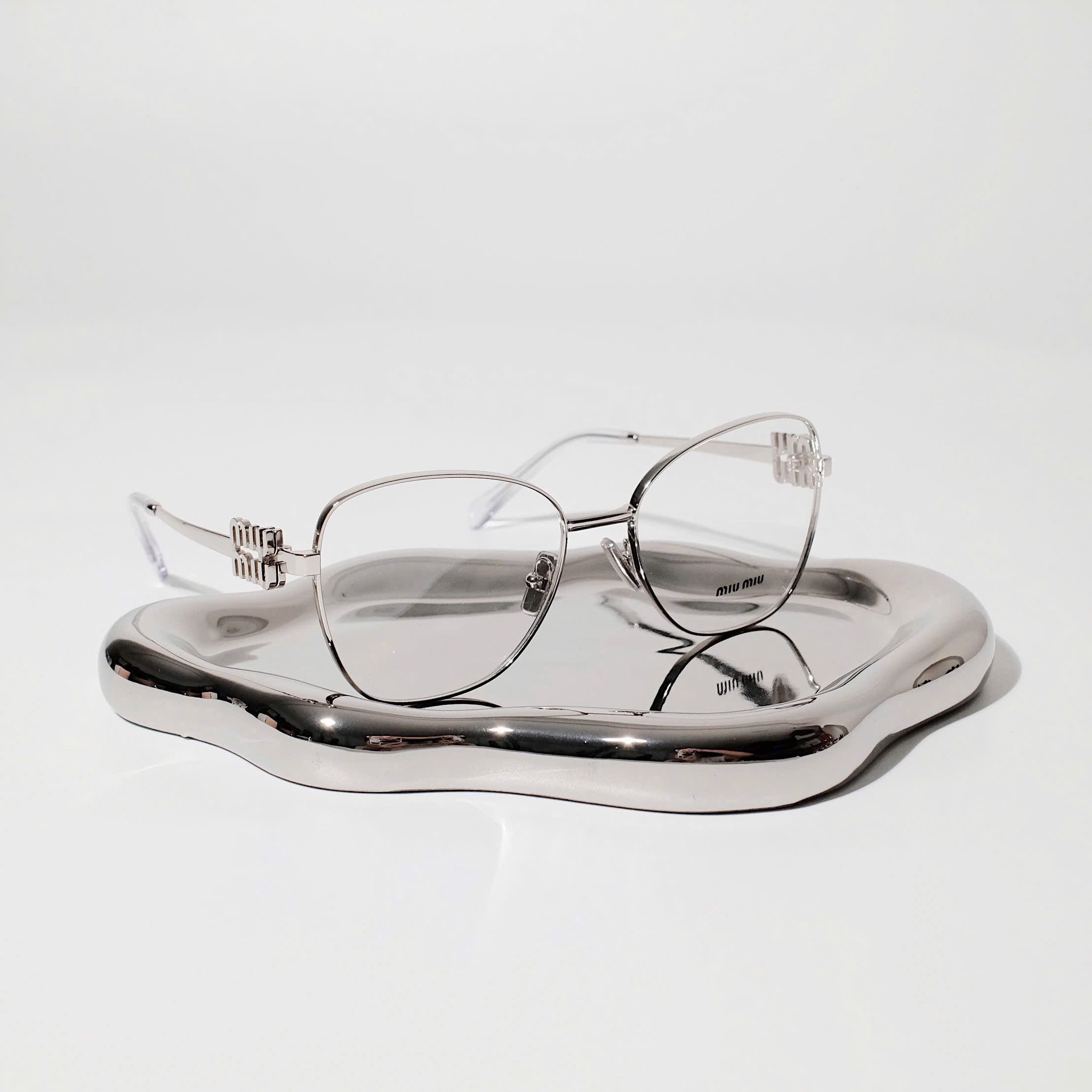 Alternative view of Kính Miu Miu Butterfly Silver Geometric Eyeglasses 'Silver' VMU-50XV-6926