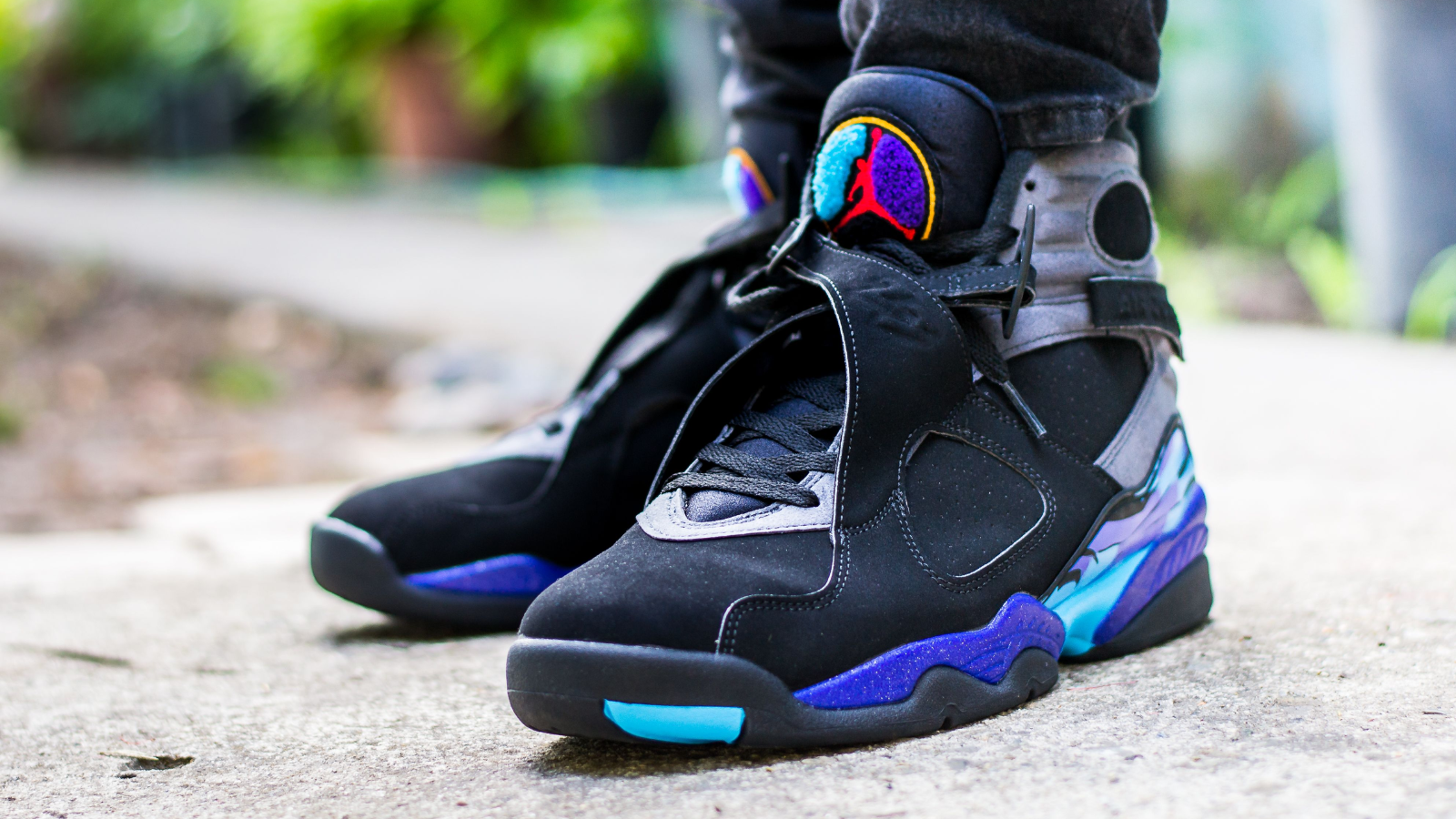 Hinh anh 4: Air Jordan 8 “Aqua” 2025 voi phoi mau tim va xanh, phien ban gan giong ban goc nam 1993.