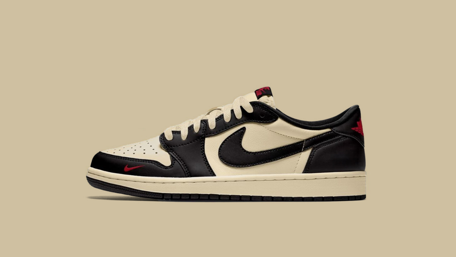 Hinh anh 5: Air Jordan 1 Low OG “Nitro” voi phoi mau Black/Muslin/Varsity Red, thiet ke boi Nigel Sylvester, bieu tuong thoi trang biker mua thu 2025.