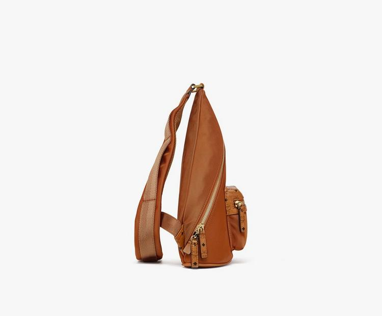 Alternative view of Túi MCM Mini Aren Sling In Recycled Nylon 'Cognac' MMLFSTA07CO001