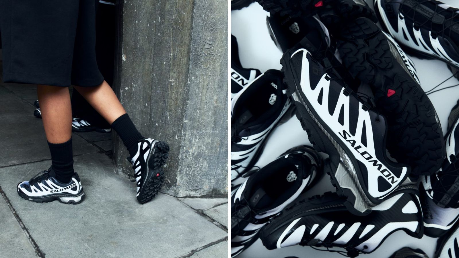 Hinh anh 7: Footpatrol x Salomon XT-4 Black Vanilla Ice, doi giay voi thiet ke gradient den trang, bieu tuong thoi trang London va Paris.