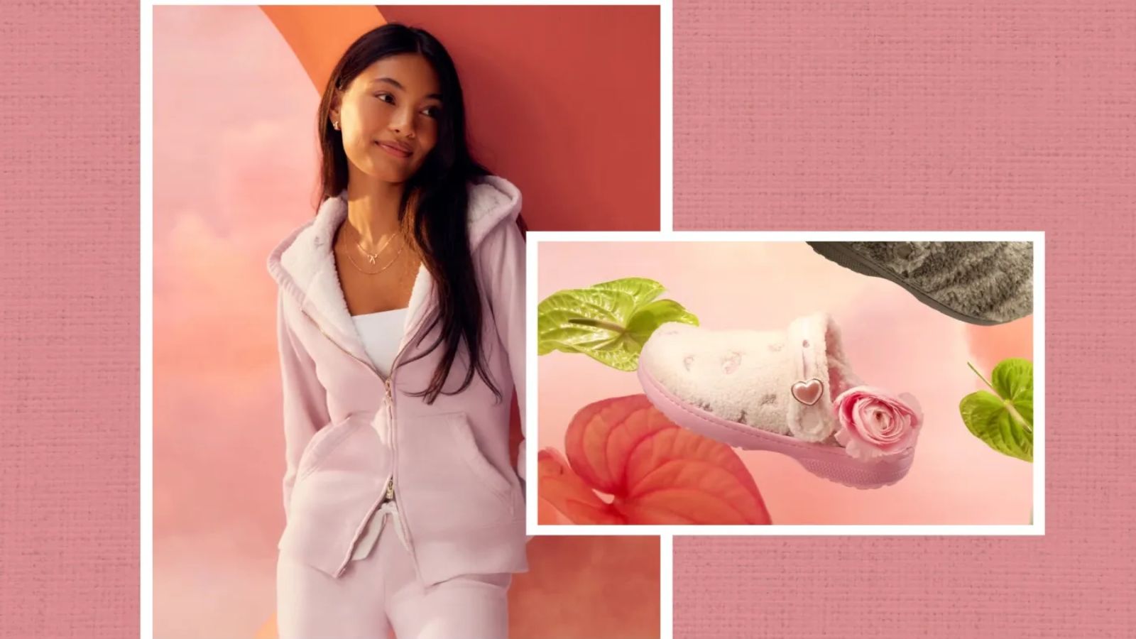 Hinh anh 2: Hollister x Crocs Classic Clog Unfurgettable Pink Milk voi thiet ke mau hong pastel va hoa theu.