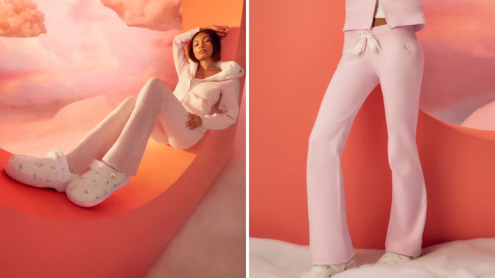 Hinh anh 5: Hollister x Crocs Classic Clog Unfurgettable Pink Milk voi thiet ke mau hong pastel va hoa theu.