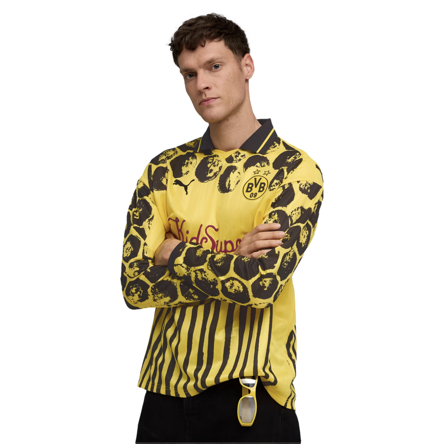 Alternative view of Áo Puma x KidSuper BVB LS Retro Shirt 'Yellow' 782753-02