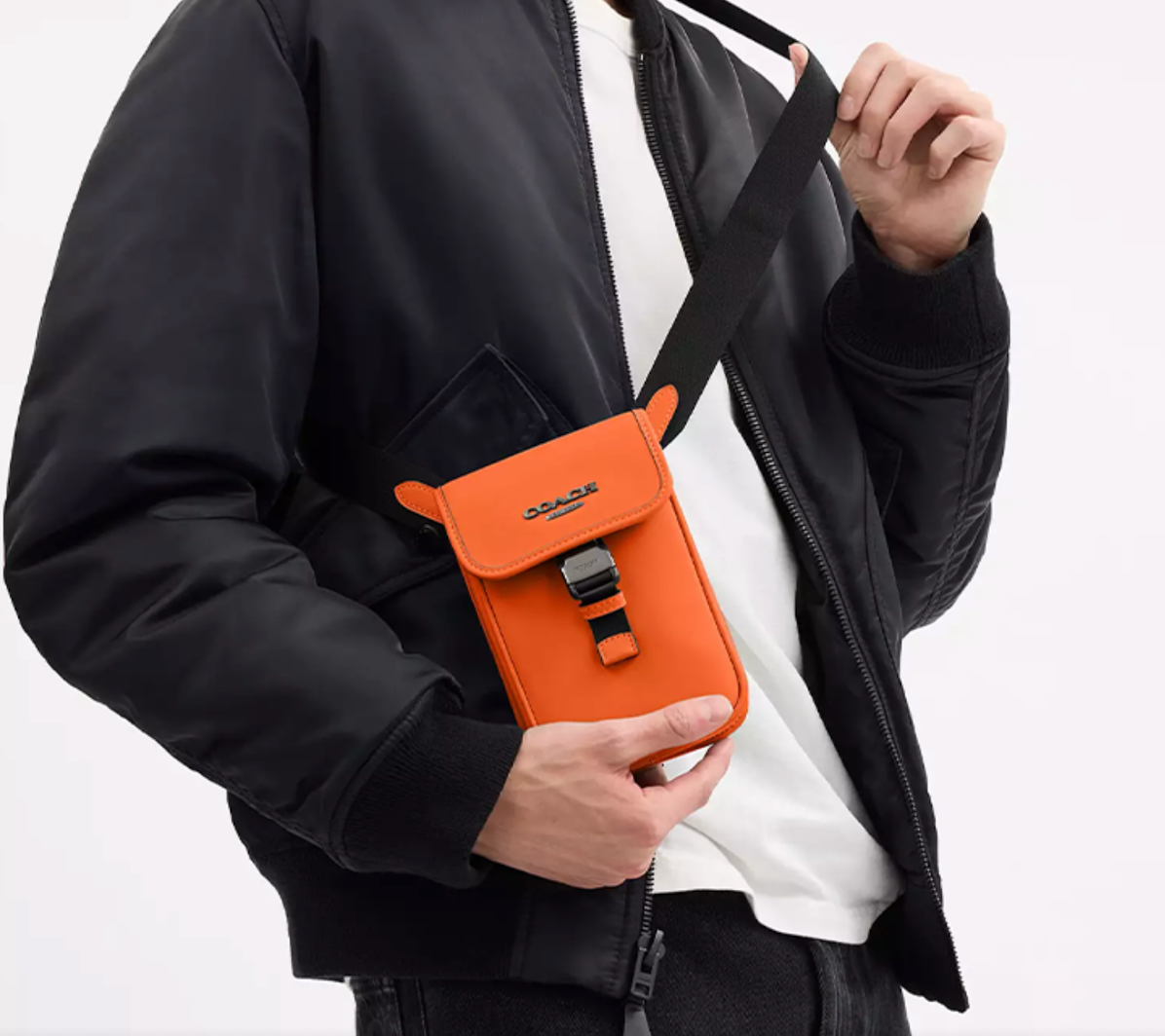 Alternative view of Túi Coach Racer 11 Calfskin Phone Bag 'Orange' CAJ42-QBQSR