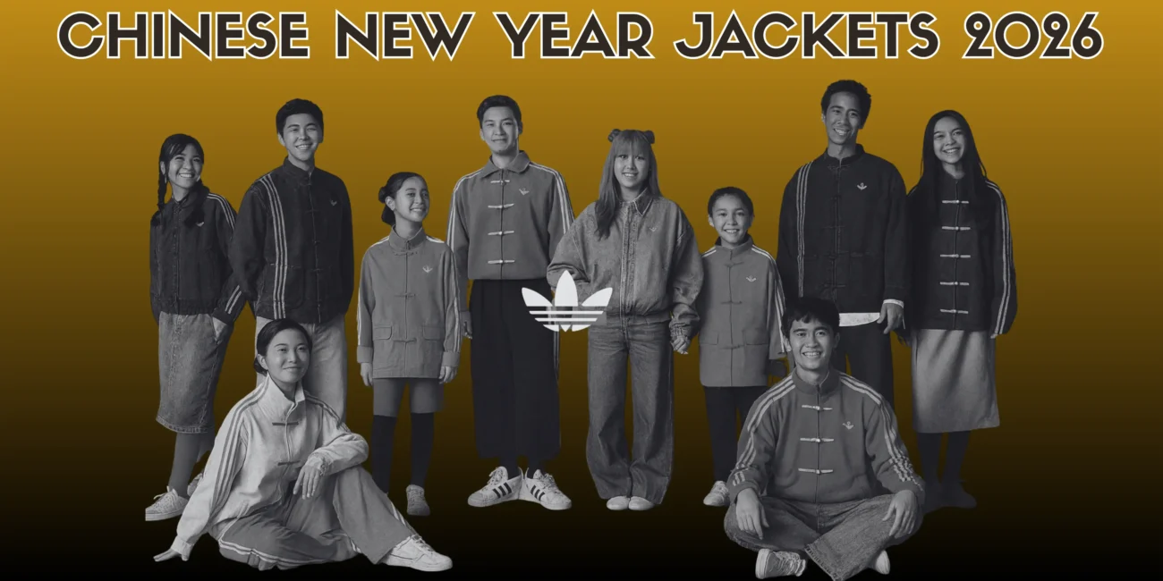 Hinh anh 3: Adidas Chinese Track Top Jacket voi thiet ke A Dong, logo Trefoil bieu tuong va co ao Mandarin.