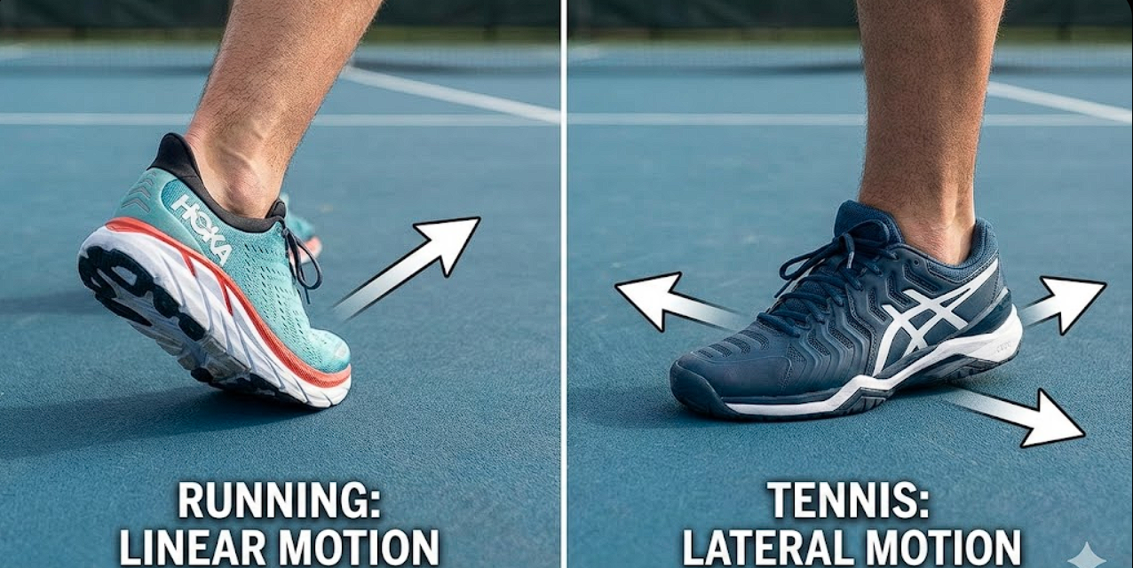 Hinh anh 1: So sanh giay chay bo va giay tennis cho nguoi choi tennis