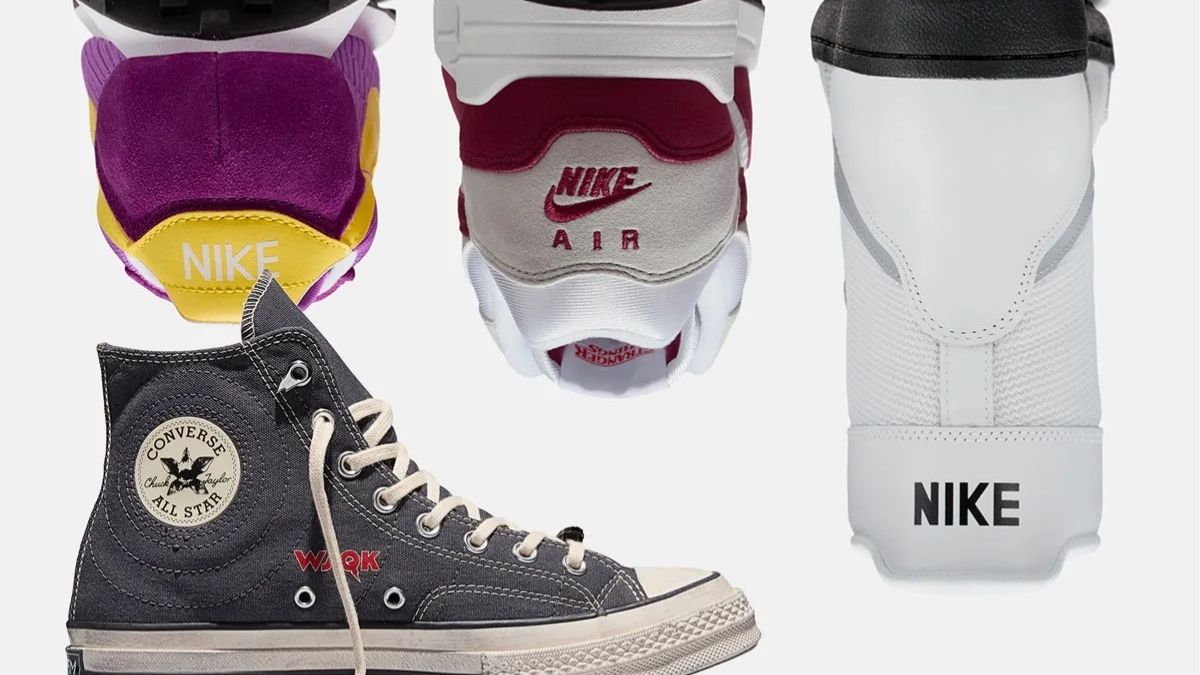 Giay Nike va Converse phien ban Stranger Things mang phong cach thap nien 80, voi thiet ke goi nho den chieu khong gian 'Upside Down' cua bo phim.
