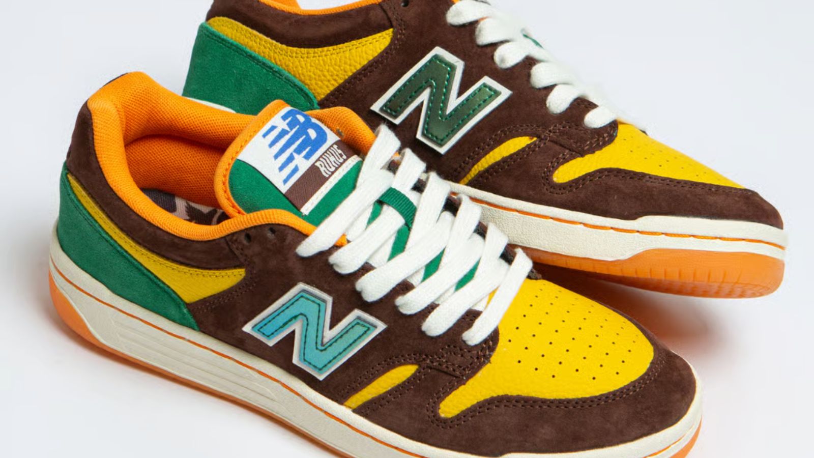 Hinh anh 4: Giay New Balance x Rukus 480 'Mallard Duck' voi thiet ke lay cam hung tu san vit o Louisiana.
