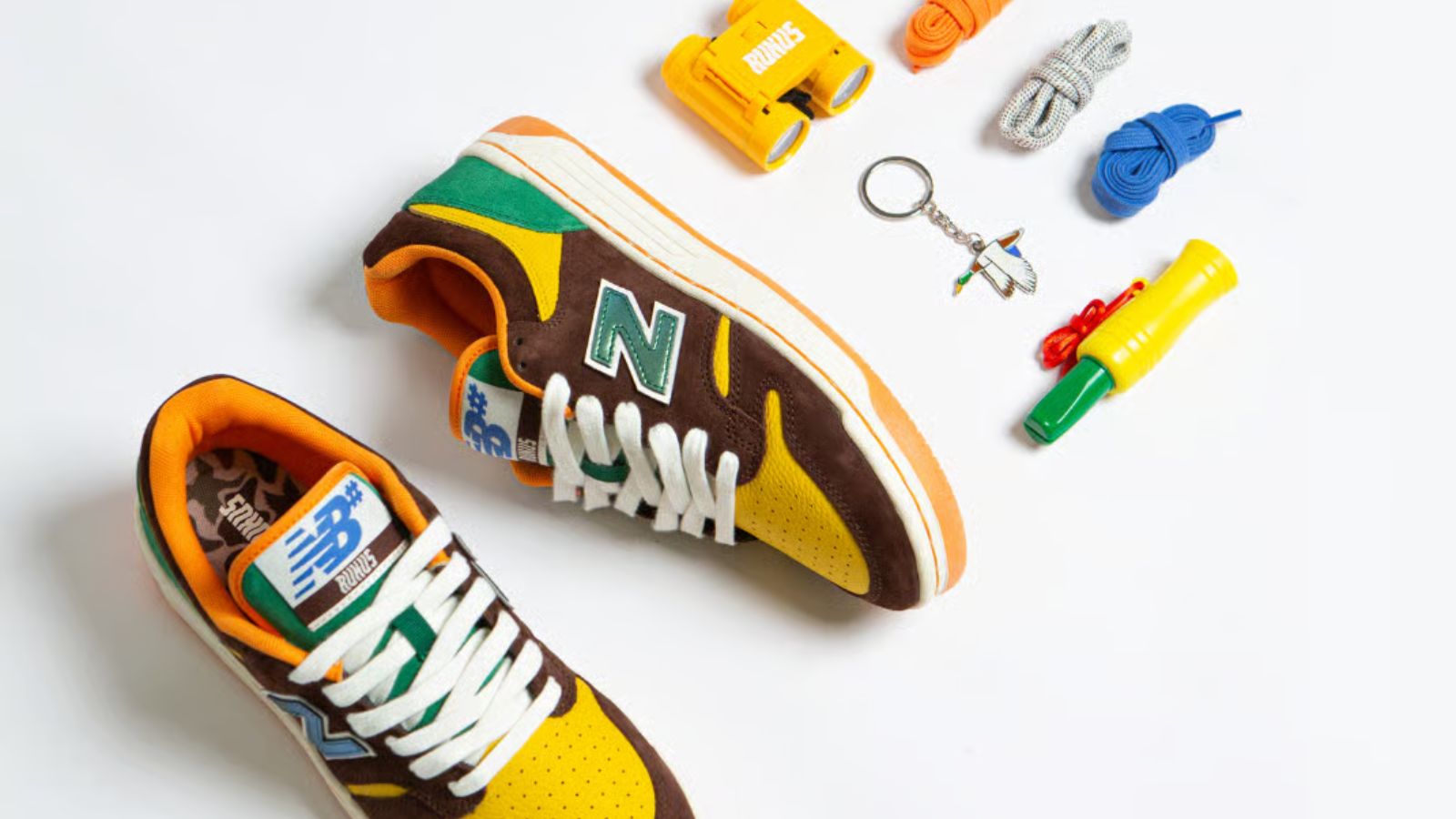 Hinh anh 6: Giay New Balance x Rukus 480 'Mallard Duck' voi thiet ke lay cam hung tu san vit o Louisiana.