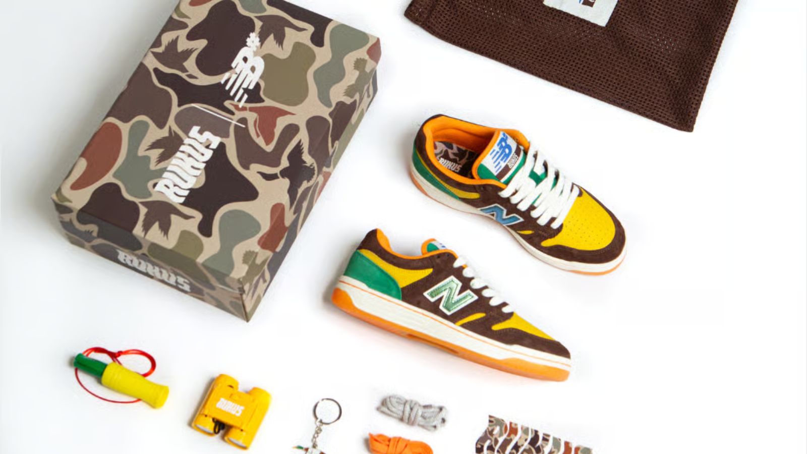 Hinh anh 8: Giay New Balance x Rukus 480 'Mallard Duck' voi thiet ke lay cam hung tu san vit o Louisiana.