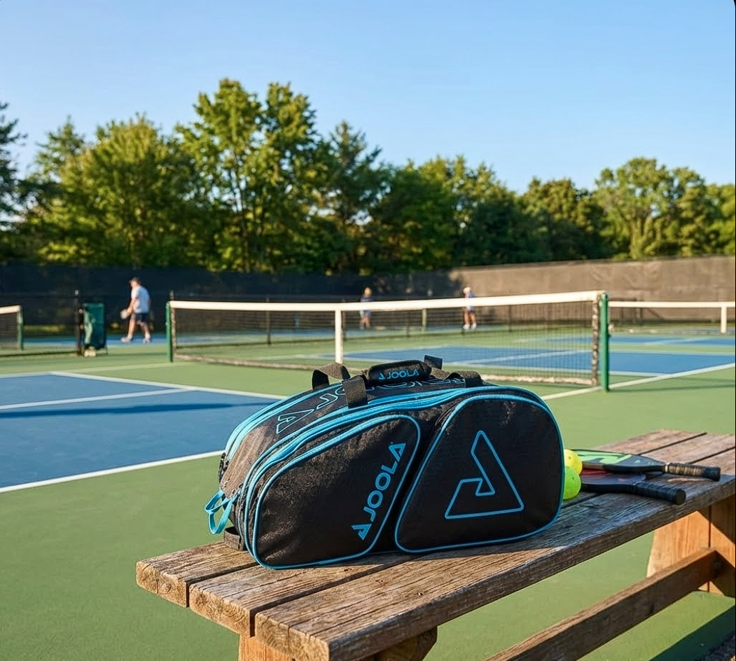 Hinh anh 6: Tui va balo Pickleball chat luong cho nam 2026, bao gom cac thuong hieu nhu CRBN, JOOLA, va Franklin.