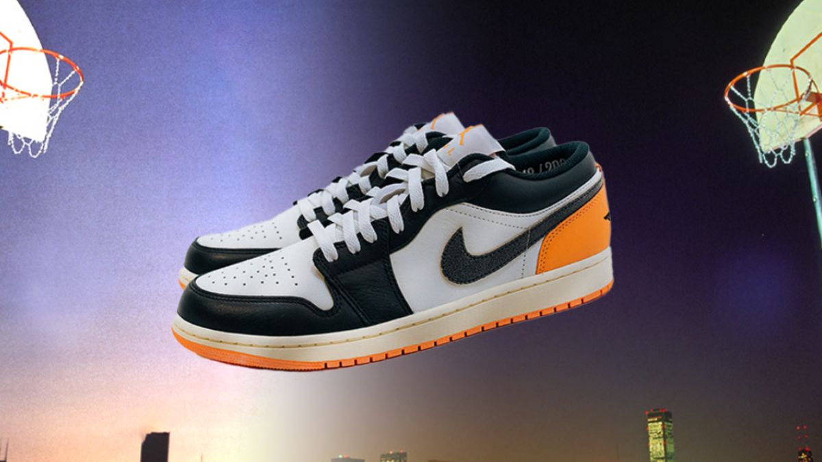 Air Jordan 1 Low EKIN: Doi giay gioi han voi phoi mau den, trang, cam va logo Nike viet nguoc, chi danh rieng cho EKIN cua Nike.