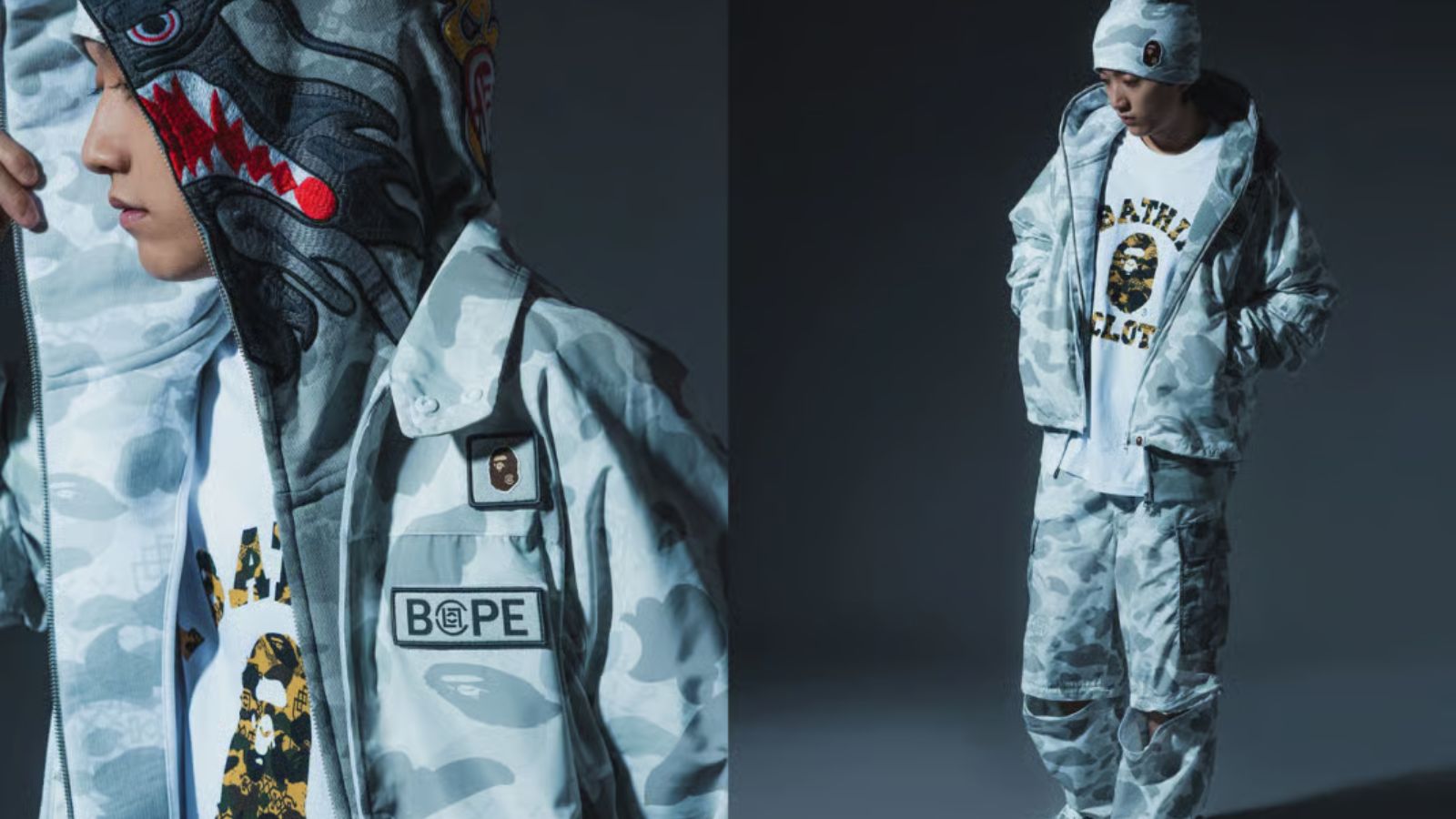 Hinh anh 4: Hinh anh bo suu tap capsule 2026 cua BAPE va CLOT voi hoa tiet 1ST CAMO va Silk Royale