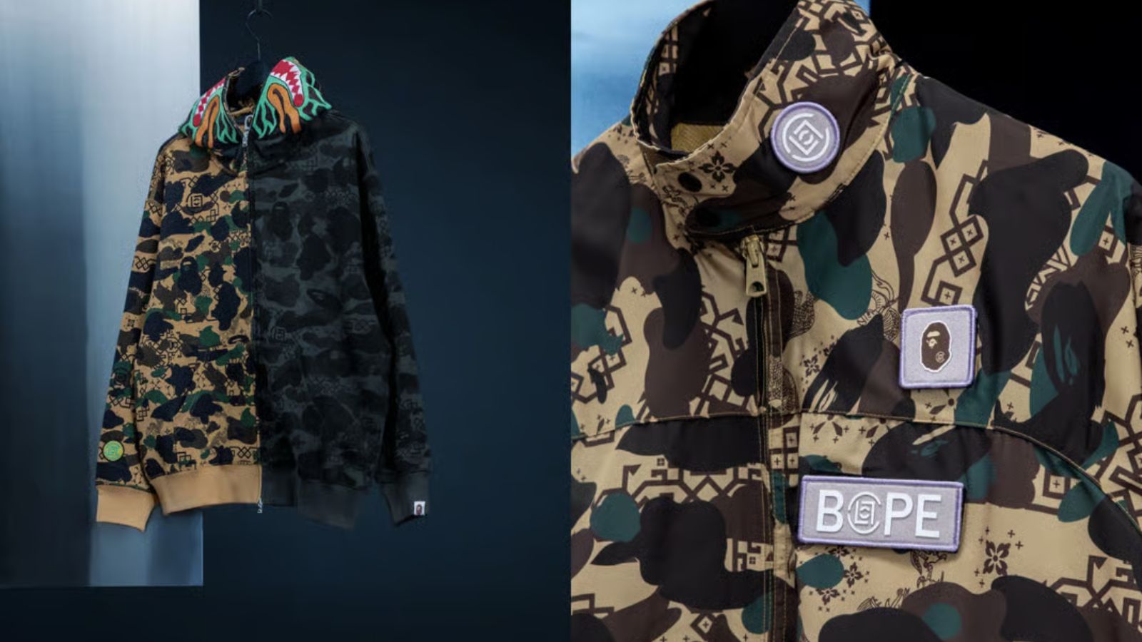 Hinh anh 5: Hinh anh bo suu tap capsule 2026 cua BAPE va CLOT voi hoa tiet 1ST CAMO va Silk Royale