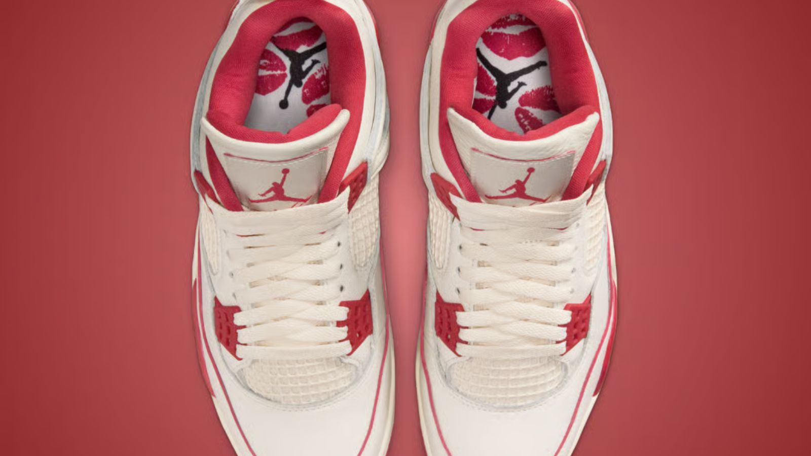 Hinh anh 2: Air Jordan 4 Retro Valentine’s Day 2026 voi thiet ke Pale Ivory va Sierra Red