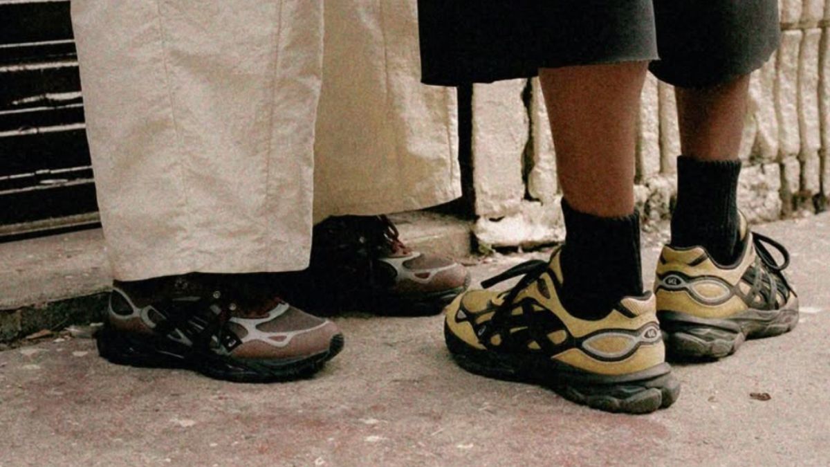 Hinh anh giay HAL Studios x Asics Gel-NYC 2.0 voi hai phoi mau khac nhau.