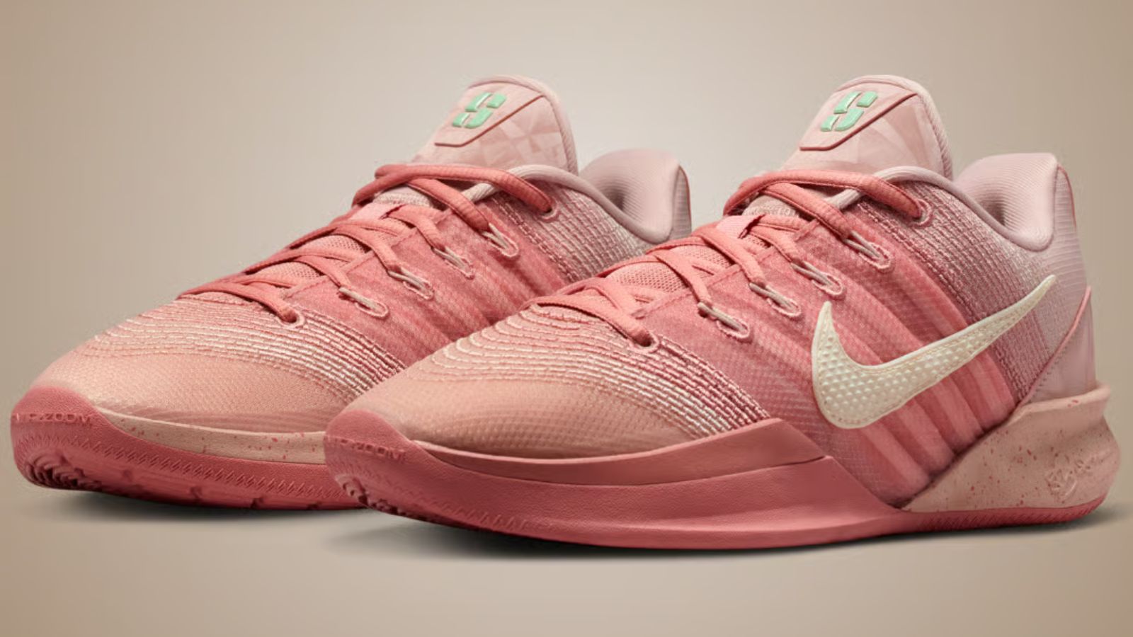 Hinh anh 3: Hinh anh Nike Sabrina 3 Pink Oxford voi ba sac do hong va chi tiet teal, coconut milk noi bat.