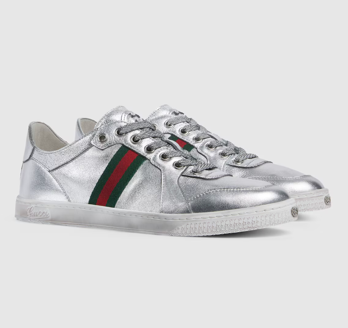 Alternative view of Giày Gucci Stretch Low-top Trainer ‘Silver’ 867002-AAGHR-8156