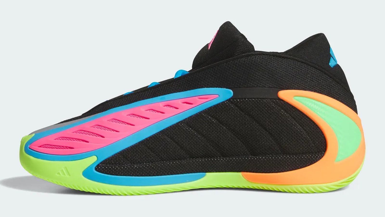 Hinh anh 3: adidas Anthony Edwards 2 Multi-Color voi nen den va chi tiet neon ruc ro