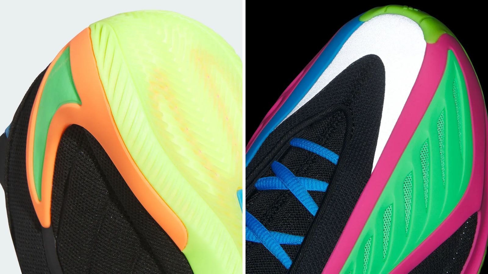 Hinh anh 6: adidas Anthony Edwards 2 Multi-Color voi nen den va chi tiet neon ruc ro