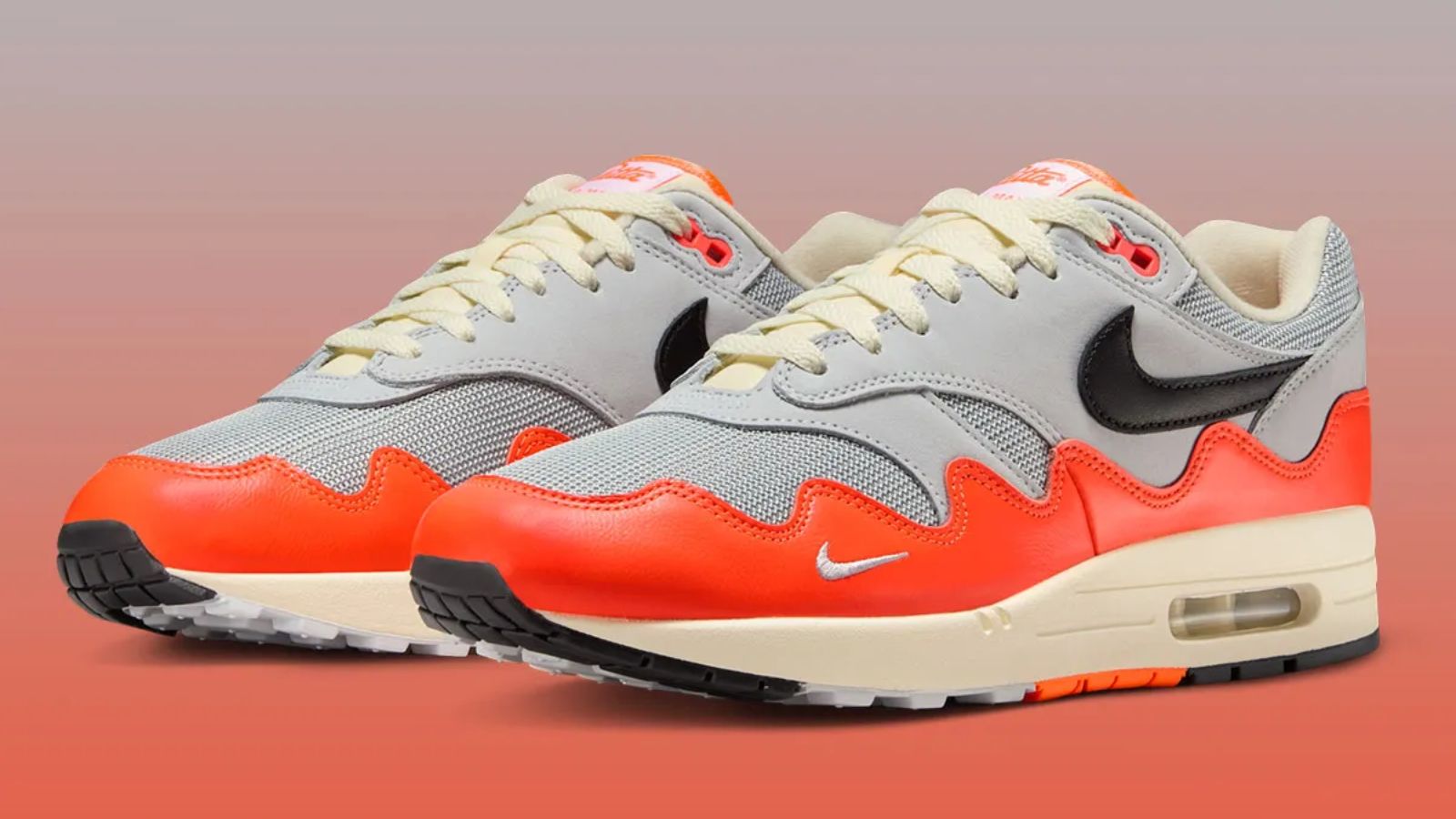 Hinh anh 1: Giay Patta x Nike Air Max 1 Hyper Crimson voi sac cam noi bat
