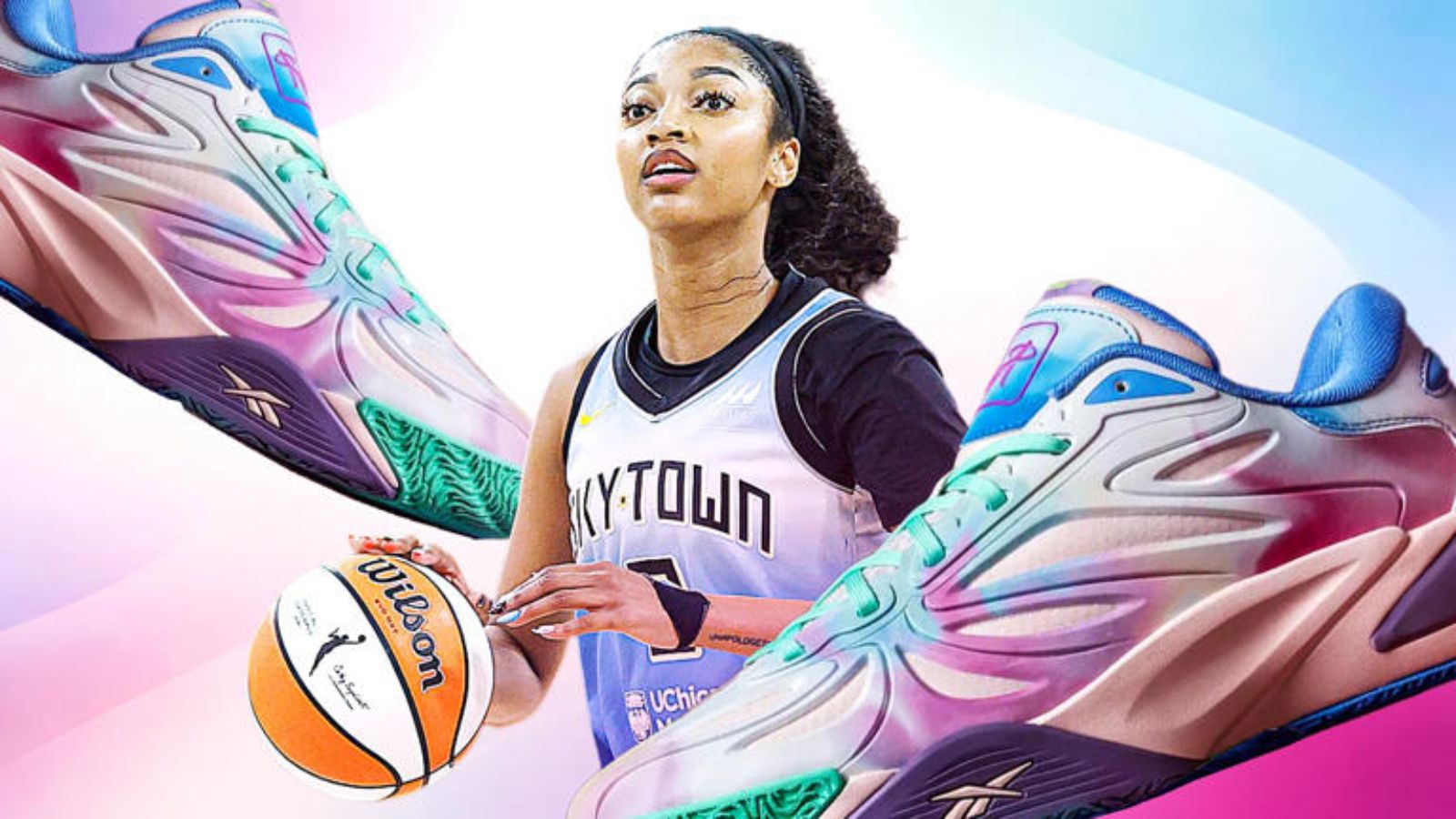 Hinh anh 1: Giay Reebok Angel Reese 1 voi thiet ke tie-dye da sac