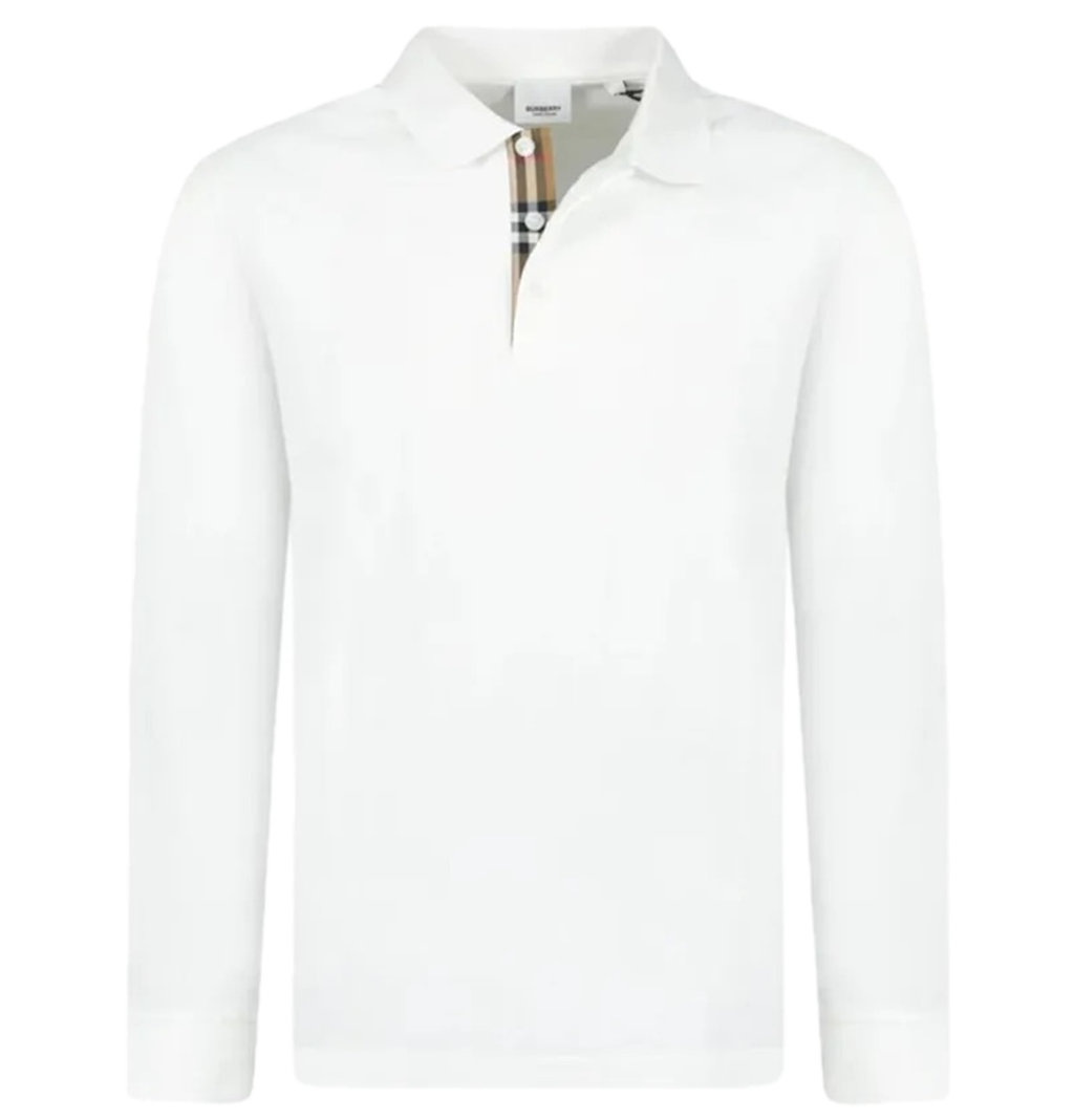 Áo Burberry Hartford Long Sleeve Check Placket ‘White’ 80844031