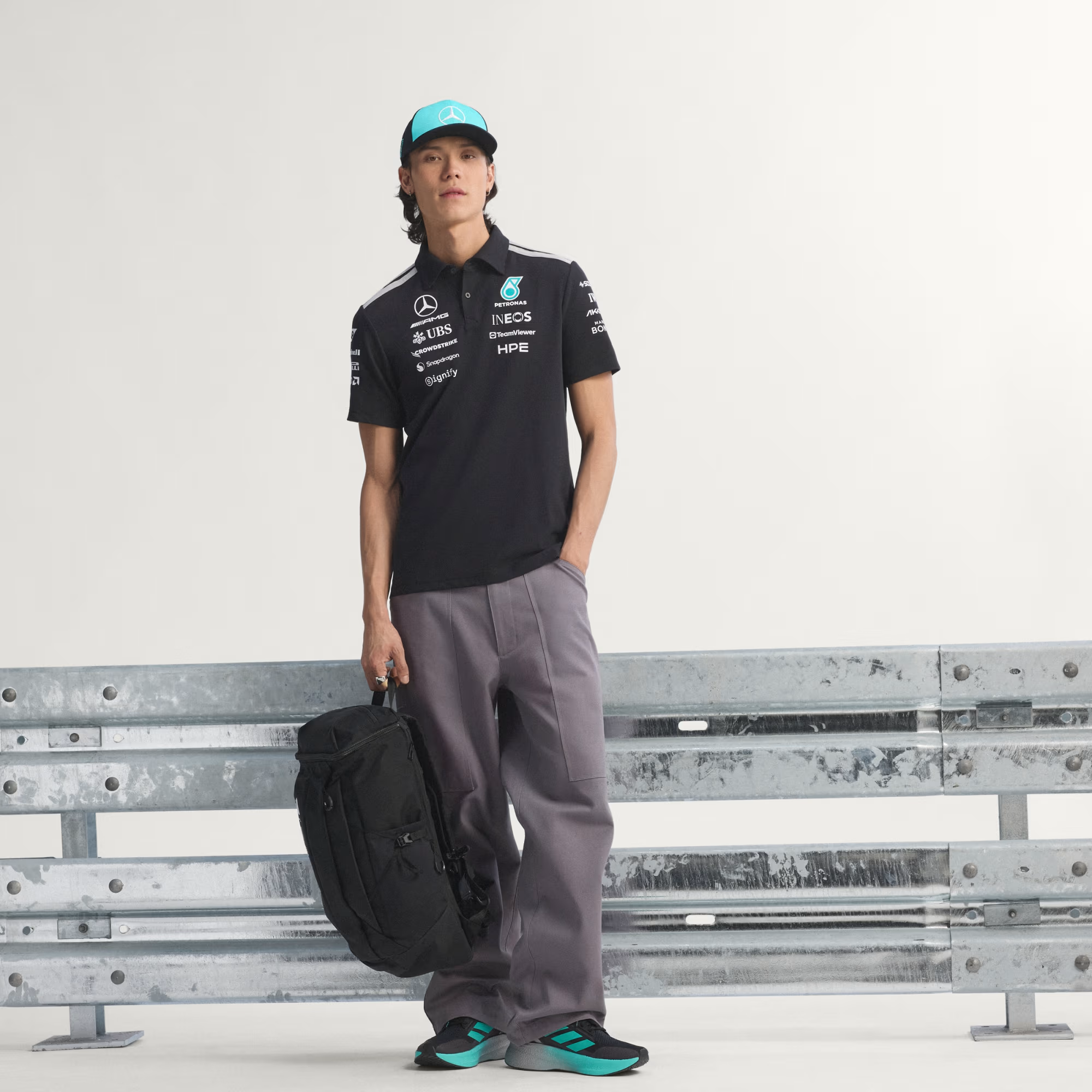 Áo Adidas x Mercedes AMG Petronas Formula 1 Team Engineers Polo Shirt 'Black' KE5523 - Ảnh 4