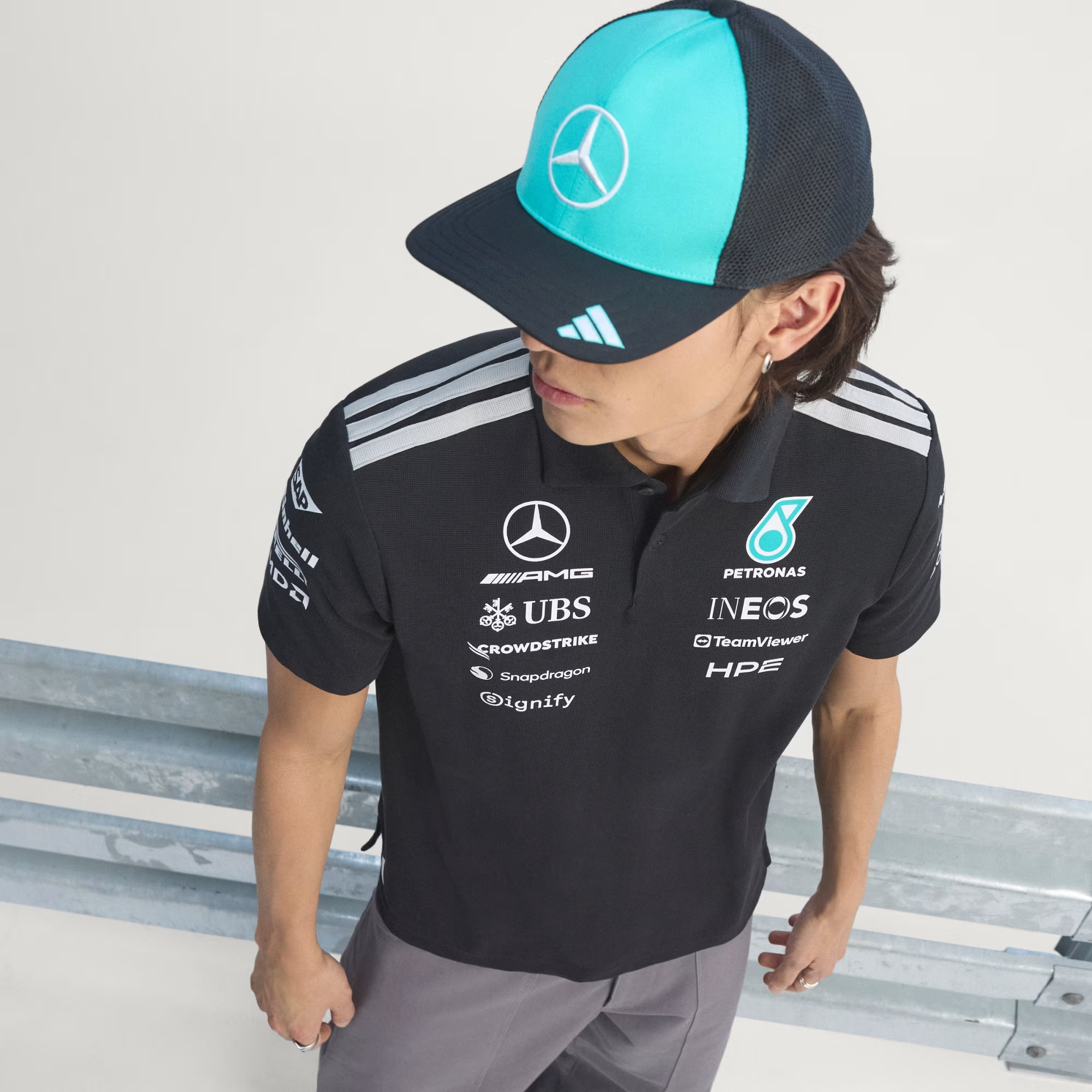 Áo Adidas x Mercedes AMG Petronas Formula 1 Team Engineers Polo Shirt 'Black' KE5523 - Ảnh 2