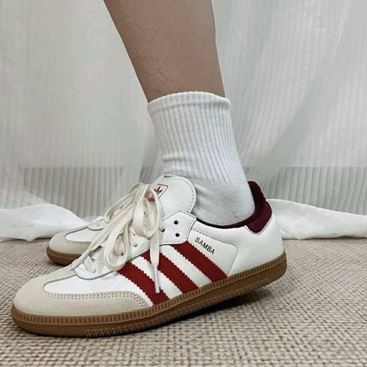 Alternative view of Giày Adidas Samba 'White Better Scarlet' JI3201