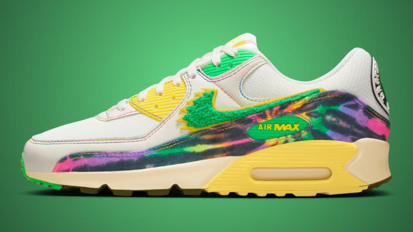 Hinh anh 2: Nike Air Max 90 Grateful Ducks phien ban restock 2026 voi thiet ke tie-dye va gau nhay mua.