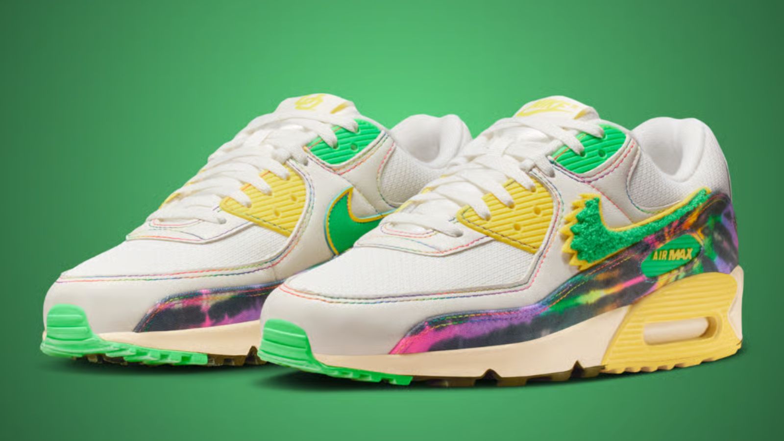 Hinh anh 4: Nike Air Max 90 Grateful Ducks phien ban restock 2026 voi thiet ke tie-dye va gau nhay mua.