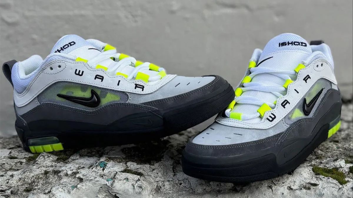 Nike SB Air Max Ishod 'Neon' voi phoi mau xam chuyen sac va neon xanh