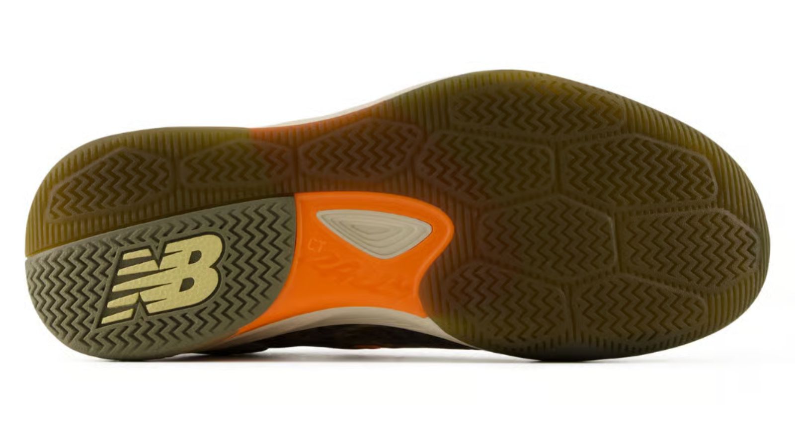 Hinh anh 7: Giay New Balance CT-Rally v2 Outdoor Court Tommy Paul PE voi hoa tiet Realtree camouflage va chi tiet Blaze Orange