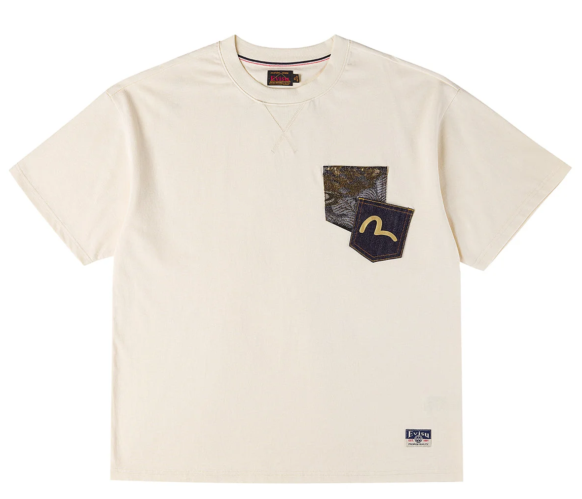 Áo Evisu Brocade Patch Pocket T-shirt 'Beige' 2ESHTM6TS1104RXCT