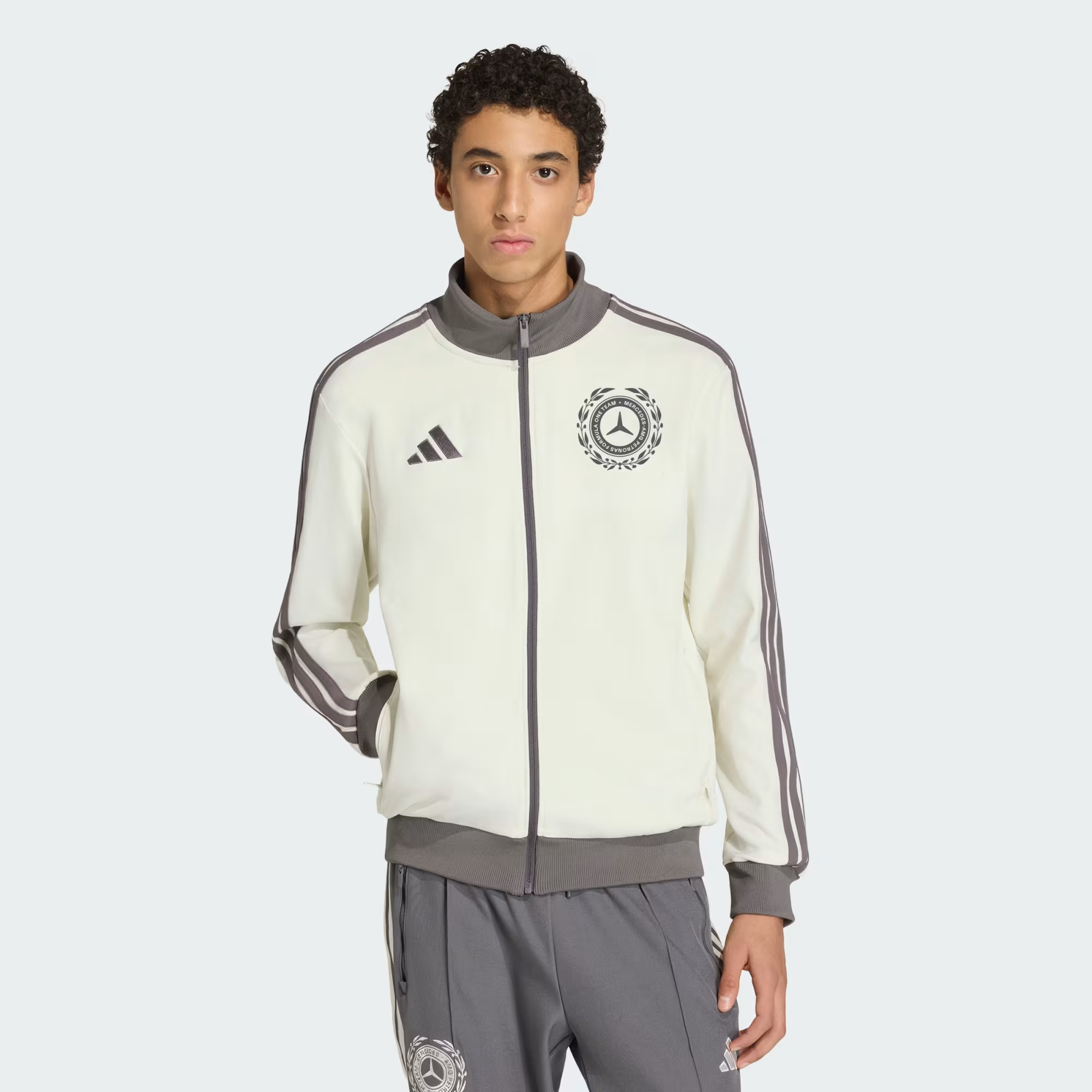 Áo Adidas Mercedes-AMG F1 Team Silver Arrows Track Top 'Off White Granite' KE8270 - Ảnh 6