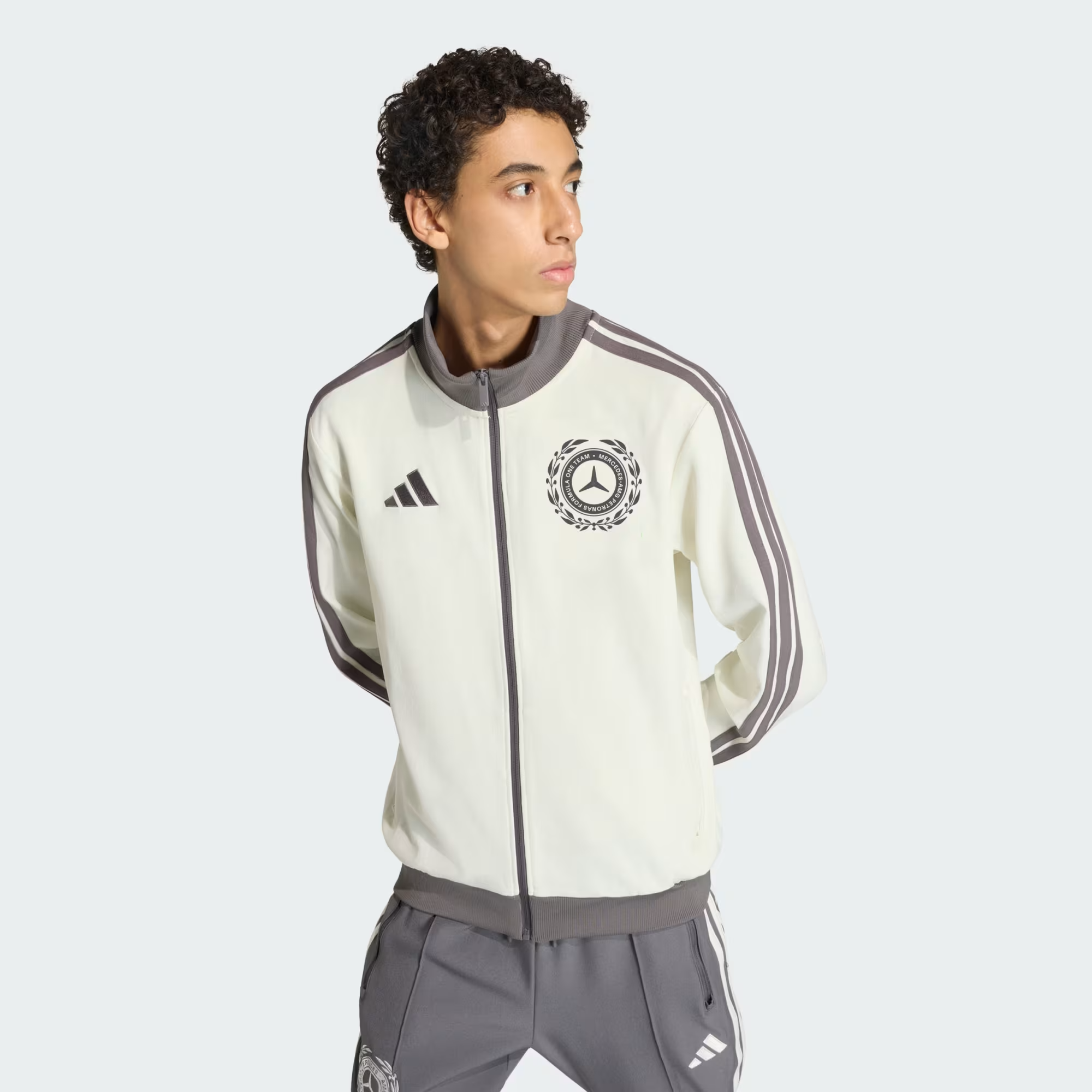 Áo Adidas Mercedes-AMG F1 Team Silver Arrows Track Top 'Off White Granite' KE8270 - Ảnh 3