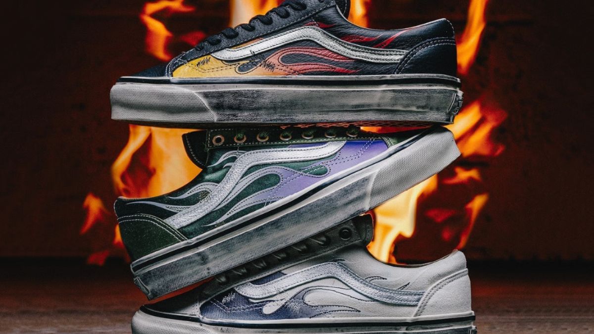 Vans Old Skool Flame voi hoa tiet lua va phong cach vintage