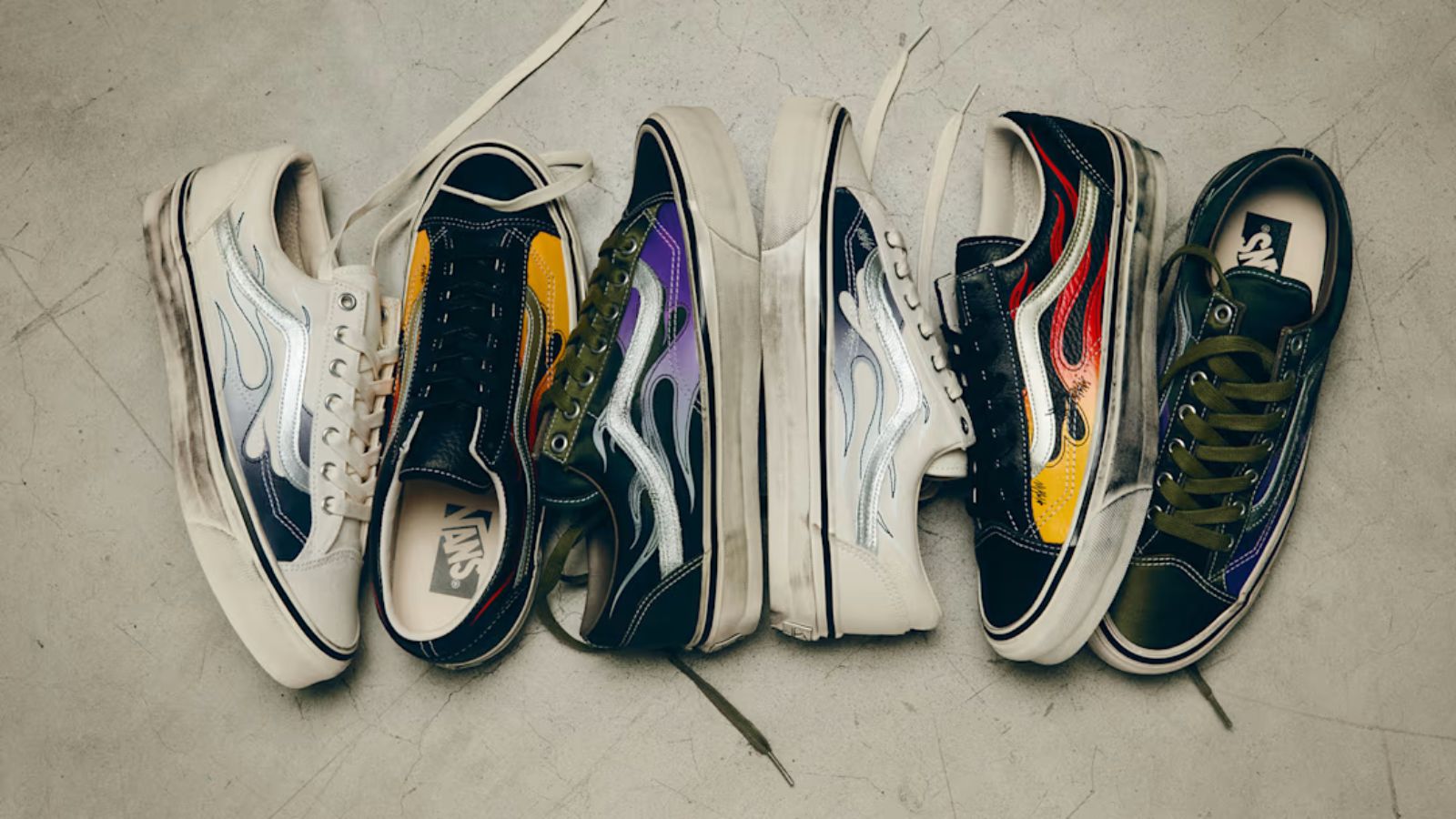 Hinh anh 1: Vans Old Skool Flame voi hoa tiet lua va phong cach vintage