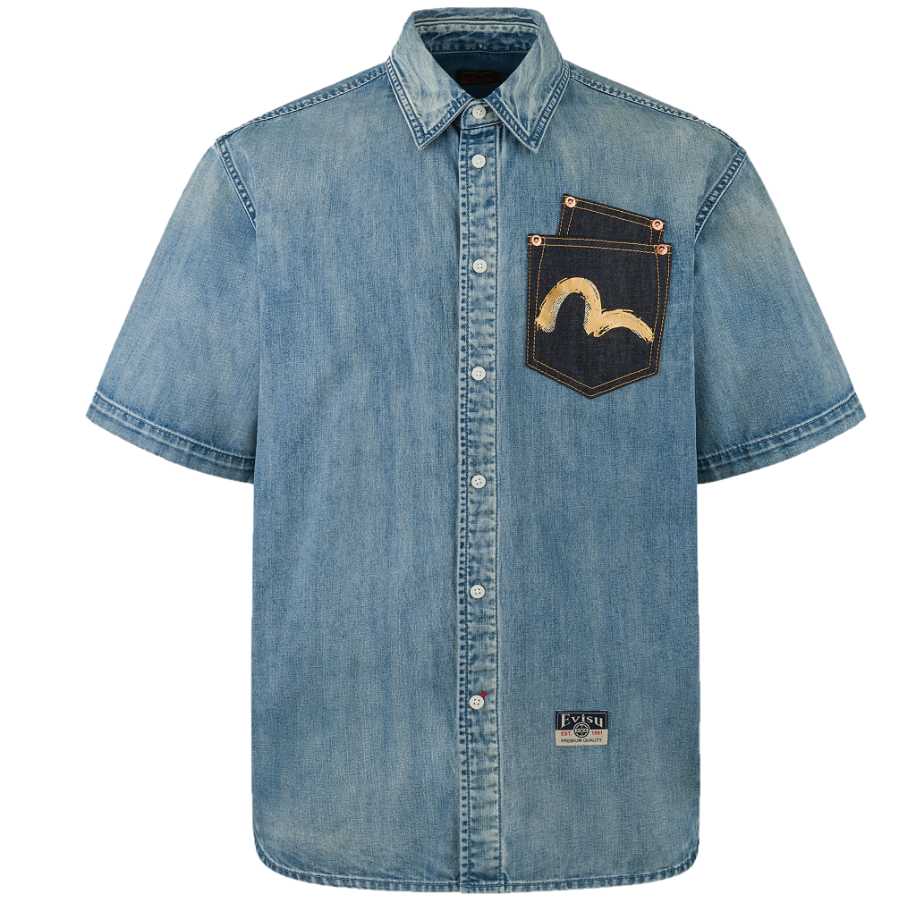 Áo Evisu Artistic Brush Daicock Print Relax 'Blue' 2ESHTM5DI1199RXDN